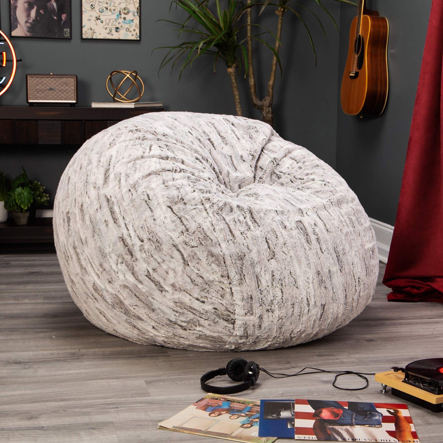 Premium Faux Fur Round Bean Bag