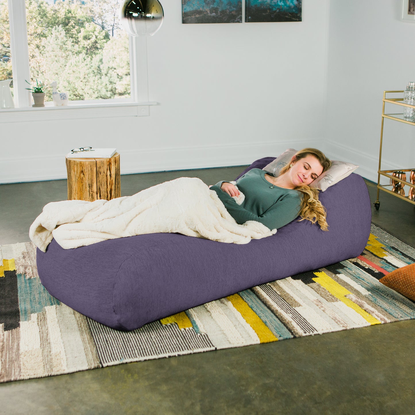 Premium Chenille Foam Bean Bag Chaise Lounger