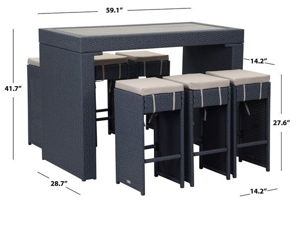 Sanders Outdoor Bar Set – 7-Piece Woven Rattan Bar Table & Stools