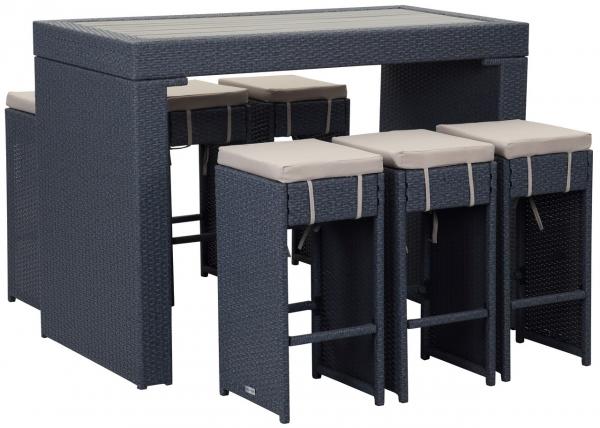 Sanders Outdoor Bar Set – 7-Piece Woven Rattan Bar Table & Stools