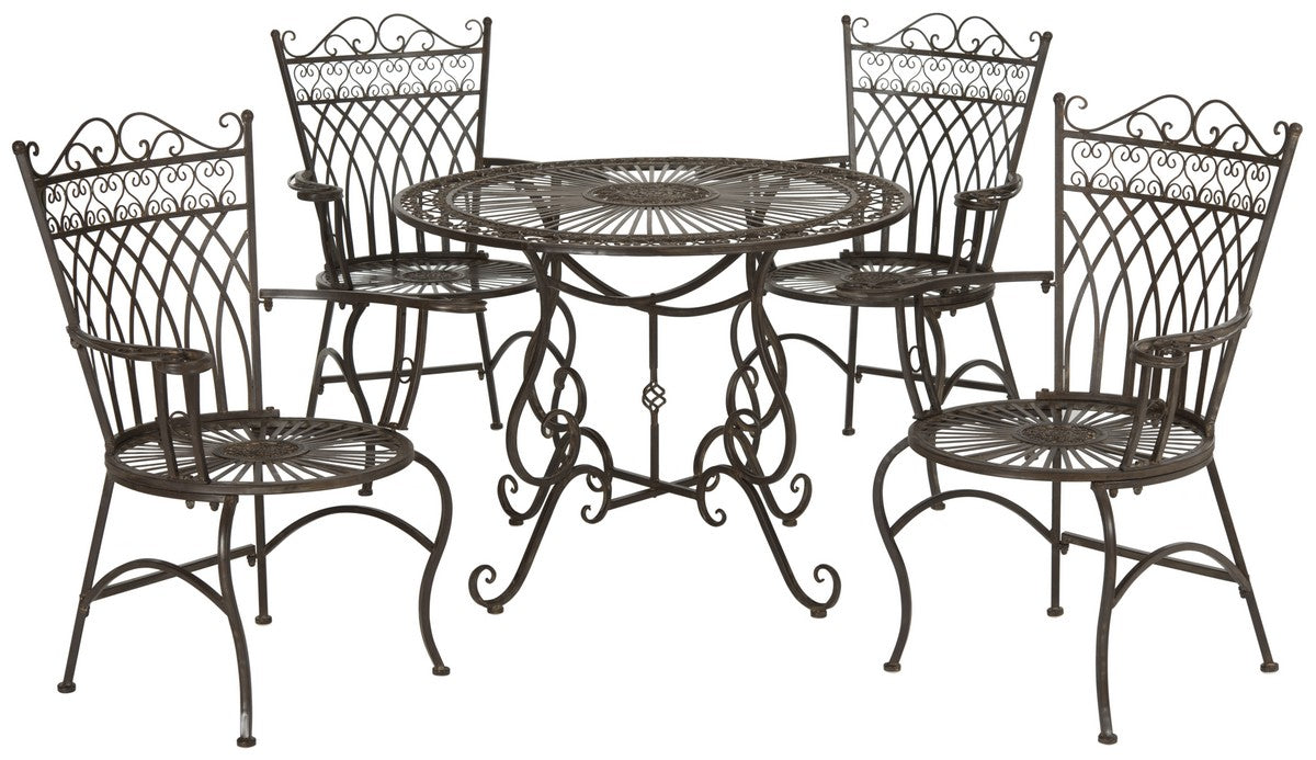 Thessaly 5 Piece Outdoor Set – Victorian-Inspired Iron Garden Dining Set