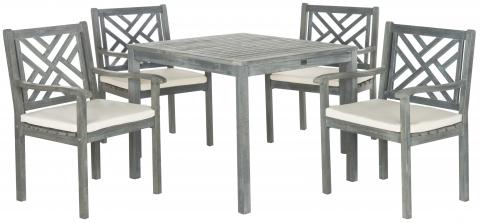 Bradbury 5-Piece Acacia Wood Outdoor Dining Set – Crosshatch Chairs with Cushions