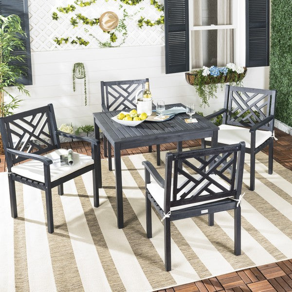 Bradbury 5-Piece Acacia Wood Outdoor Dining Set – Crosshatch Chairs with Cushions