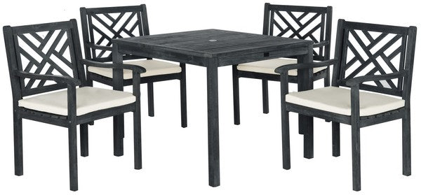 Bradbury 5-Piece Acacia Wood Outdoor Dining Set – Crosshatch Chairs with Cushions