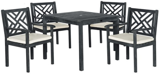Bradbury 5-Piece Acacia Wood Outdoor Dining Set – Crosshatch Chairs with Cushions