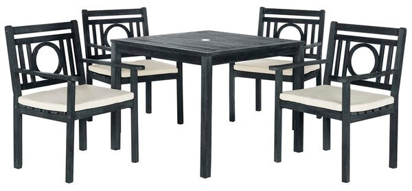 Montclair 5-Piece Outdoor Dining Set – Acacia Wood Table & Chairs with Cushions