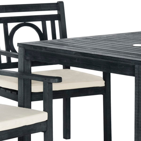 Montclair 5-Piece Outdoor Dining Set – Acacia Wood Table & Chairs with Cushions