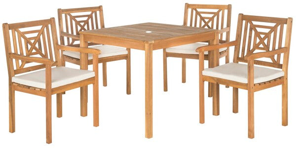 Del Mar 5-Piece Outdoor Dining Set – Acacia Wood with Weather-Resistant Cushions