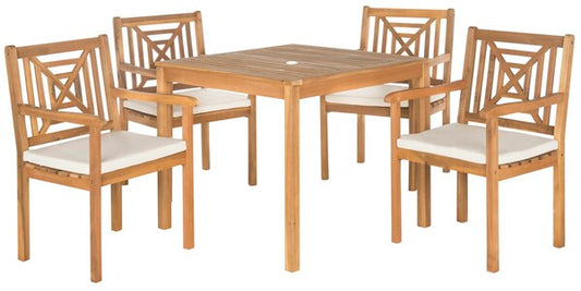 Del Mar 5-Piece Outdoor Dining Set – Acacia Wood with Weather-Resistant Cushions
