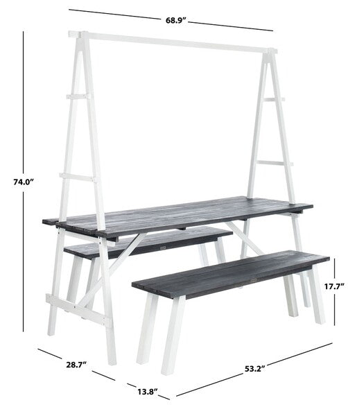 Willamy 3-Piece Outdoor Dining Set – Acacia Wood Table with Two Benches
