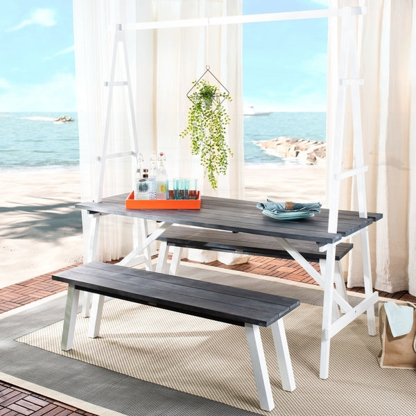 Willamy 3-Piece Outdoor Dining Set – Acacia Wood Table with Two Benches