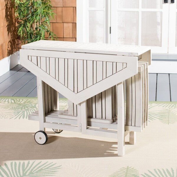 Kerman Foldable Outdoor Dining Set – Acacia Wood Hexagonal Table with 4 Folding Chairs