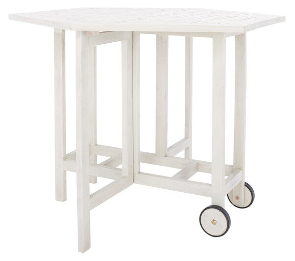 Kerman Foldable Outdoor Dining Set – Acacia Wood Hexagonal Table with 4 Folding Chairs