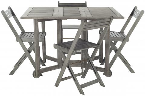 Arvin 5-Piece Outdoor Dining Set – Foldable Acacia Wood Table and Chairs