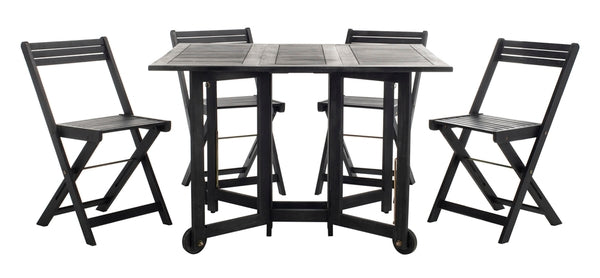 Arvin 5-Piece Outdoor Dining Set – Foldable Acacia Wood Table and Chairs