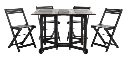 Montclair 5-Piece Outdoor Dining Set – Acacia Wood Table & Chairs with Cushions