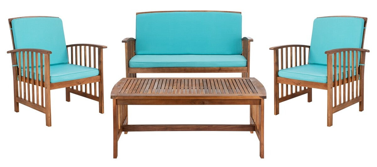 Rocklin 4 Piece Outdoor Living Set – Slatted Acacia Wood Patio Seating