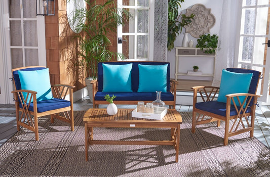 Fontana 4 Piece Outdoor Living Set – Acacia Wood with All-Weather Cushions