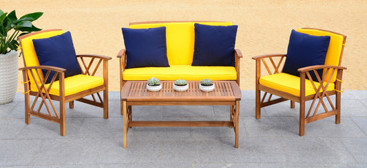 Fontana 4 Piece Outdoor Living Set – Acacia Wood with All-Weather Cushions