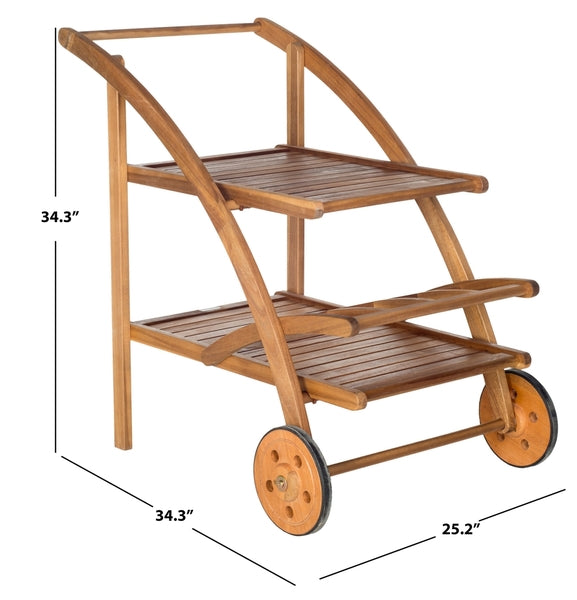 Lodi Outdoor Acacia Wood Tea Cart – Portable Serving Trolley