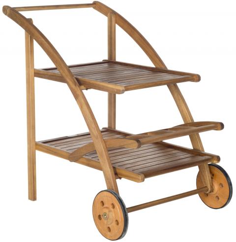 Lodi Outdoor Acacia Wood Tea Cart – Portable Serving Trolley