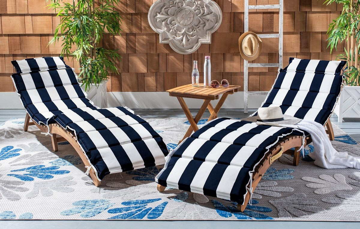 Pacifica 3 Piece Lounge Set – Acacia Wood Outdoor Chaise and Side Table