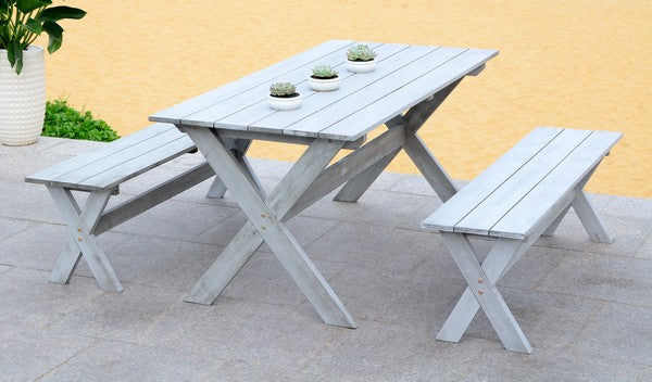 Marina 3-Piece Outdoor Dining Set – Foldable Table with Matching Benches