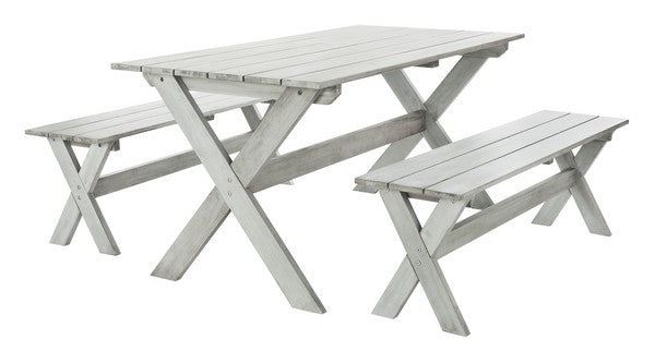 Marina 3-Piece Outdoor Dining Set – Foldable Table with Matching Benches