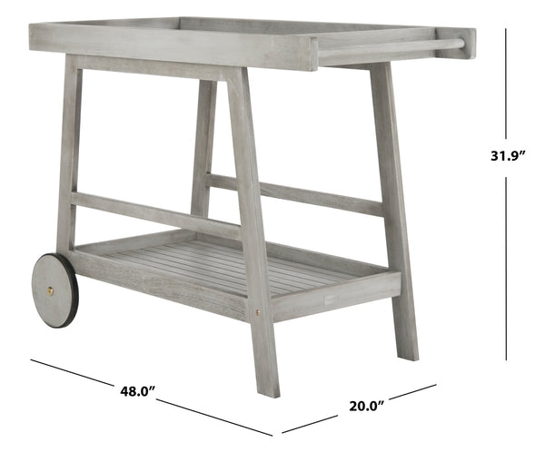 Renzo White Eucalyptus Wood Indoor/Outdoor Bar Cart