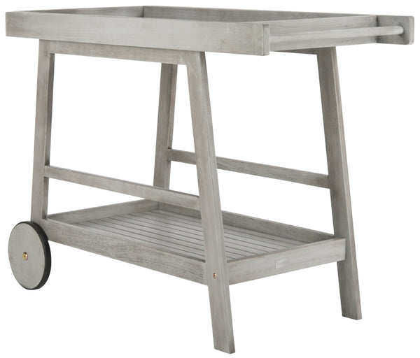 Renzo White Eucalyptus Wood Indoor/Outdoor Bar Cart