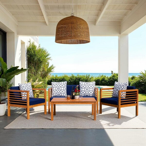 Alda 4 Piece Outdoor Furniture Set with Accent Pillows