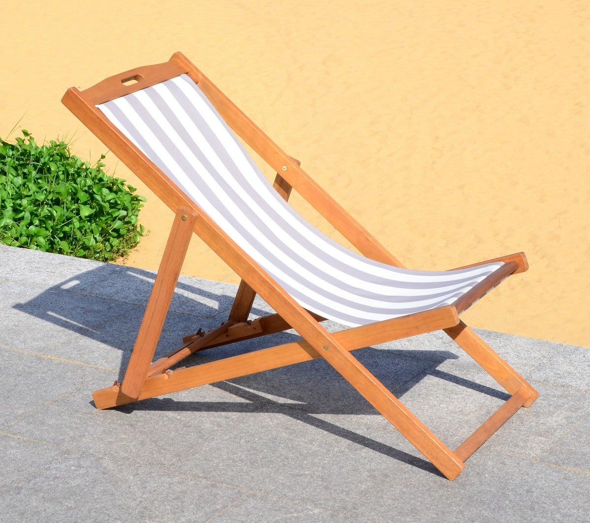 Loren Folding Sling Chair Set of 2 – Natural Eucalyptus Wood Outdoor Chairs