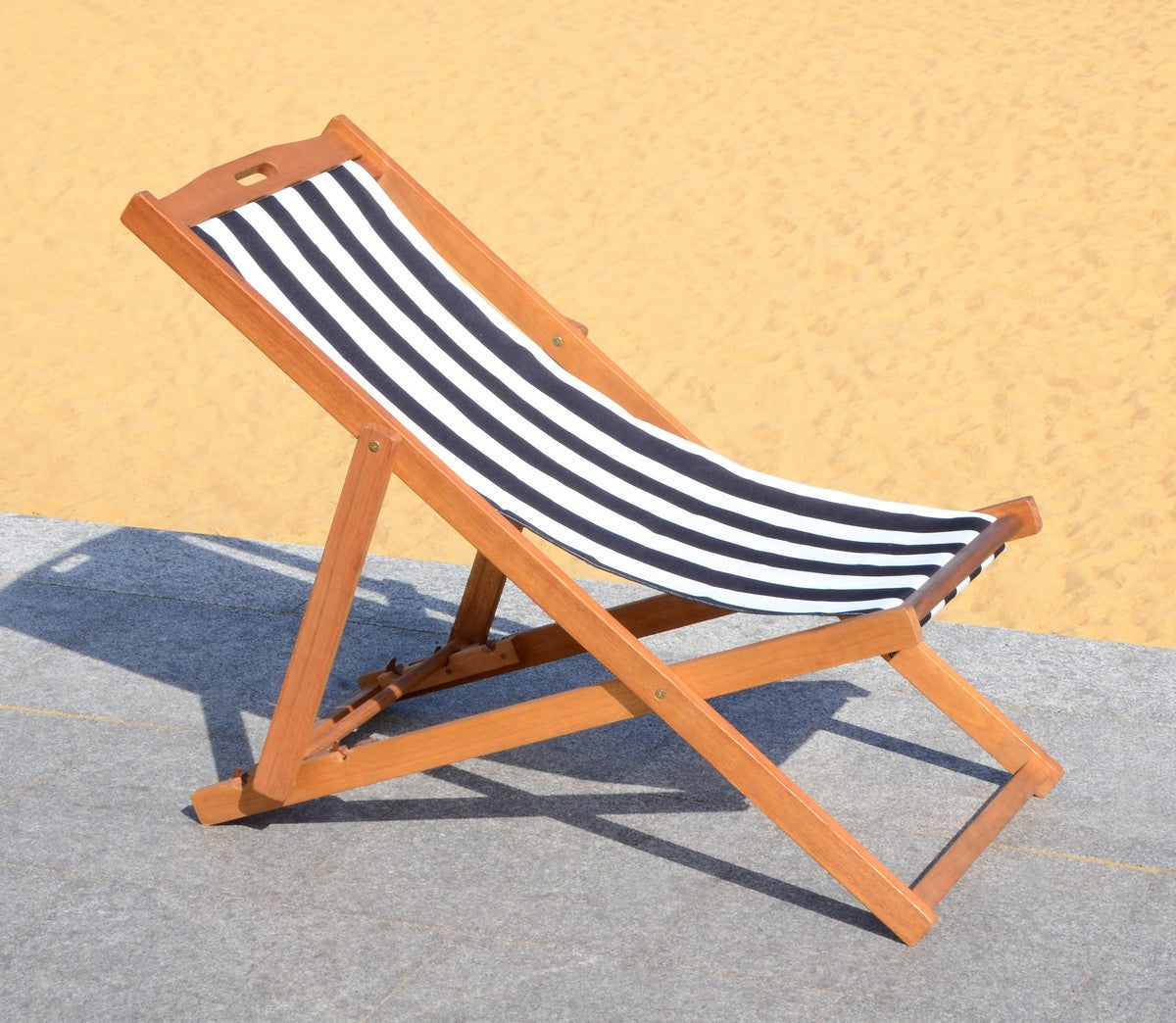 Loren Folding Sling Chair Set of 2 – Natural Eucalyptus Wood Outdoor Chairs