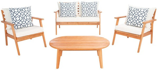 Deacon 4 Piece Outdoor Living Set with Cushions and Accent Pillows