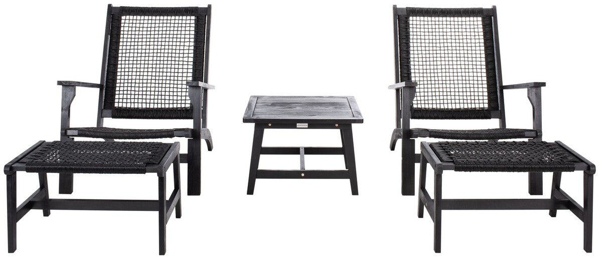 Chantelle 5-Piece Outdoor Lounge Set – Acacia Wood with Rattan Accents