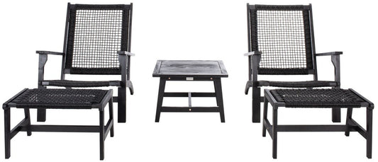 Chantelle 5-Piece Outdoor Lounge Set – Acacia Wood with Rattan Accents