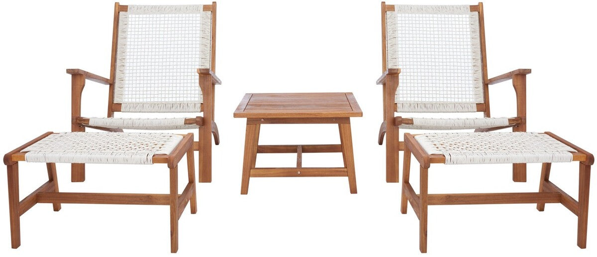 Chantelle 5-Piece Outdoor Lounge Set – Acacia Wood with Rattan Accents