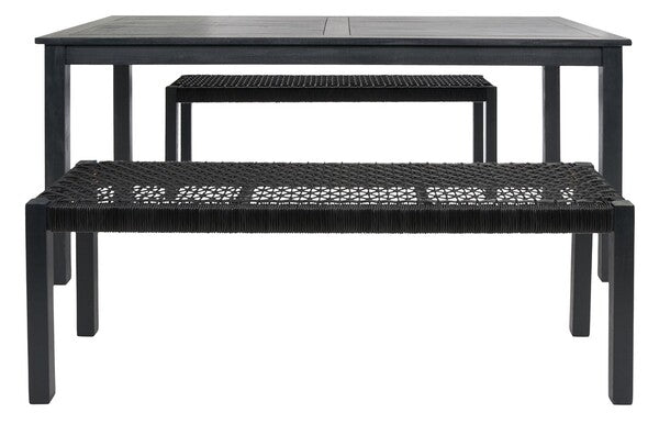 Aquina 3-Piece Outdoor Dining Set – Acacia Wood Table with 2 Benches