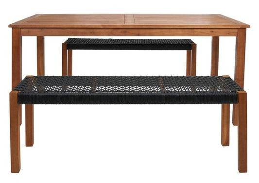 Aquina 3-Piece Outdoor Dining Set – Acacia Wood Table with 2 Benches