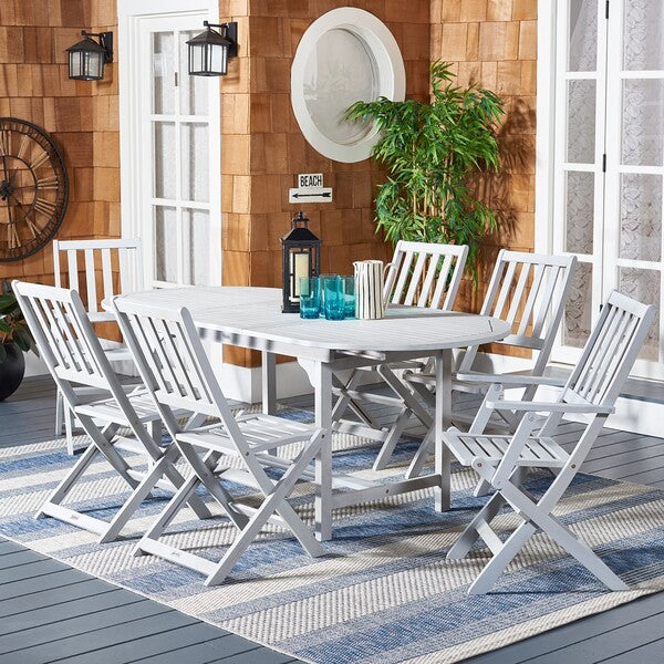 Hikaru Extendable Outdoor Dining Set – 7 Piece Acacia Wood Patio Table with Armchairs