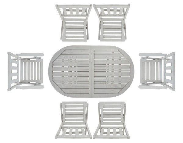 Hikaru Extendable Outdoor Dining Set – 7 Piece Acacia Wood Patio Table with Armchairs