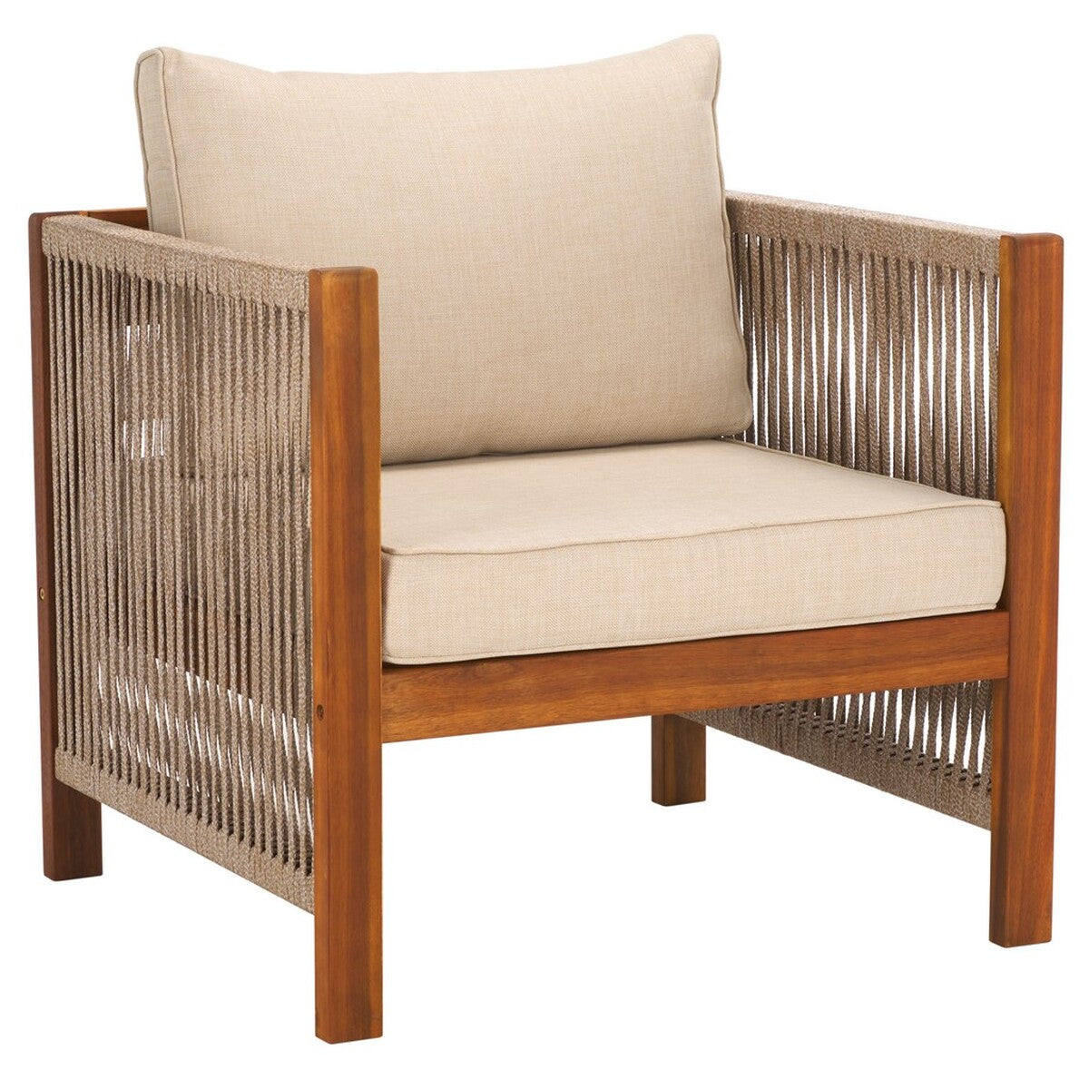 Roya 4 Piece Outdoor Living Set – Acacia Wood Patio Set with Taupe Cushions