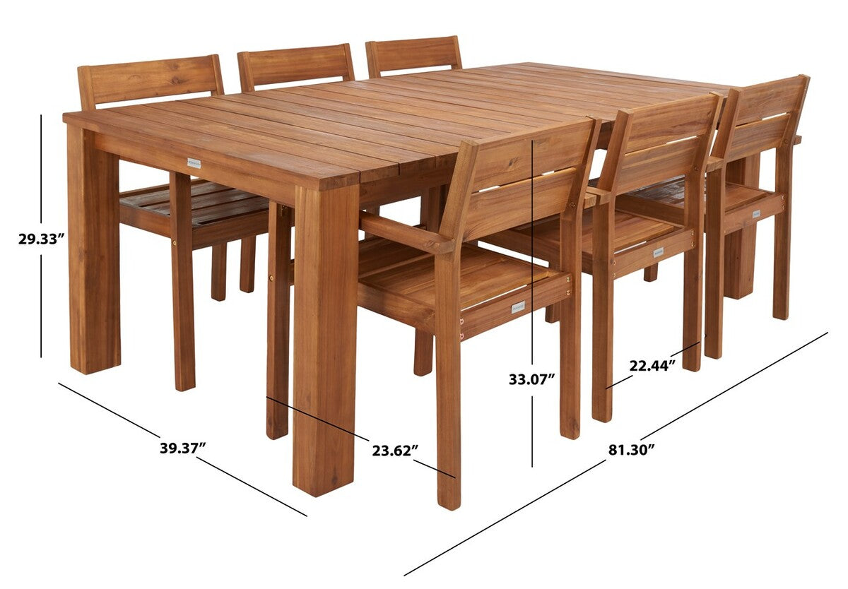 Hestia 7-Piece Outdoor Dining Set – Acacia Wood Table & 6 Chairs