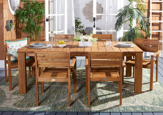 Hestia 7-Piece Outdoor Dining Set – Acacia Wood Table & 6 Chairs