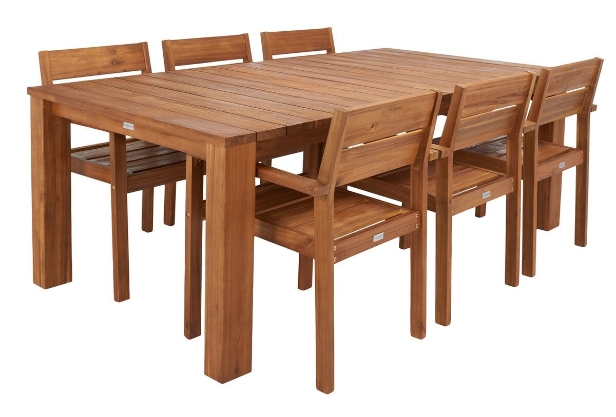 Hestia 7-Piece Outdoor Dining Set – Acacia Wood Table & 6 Chairs
