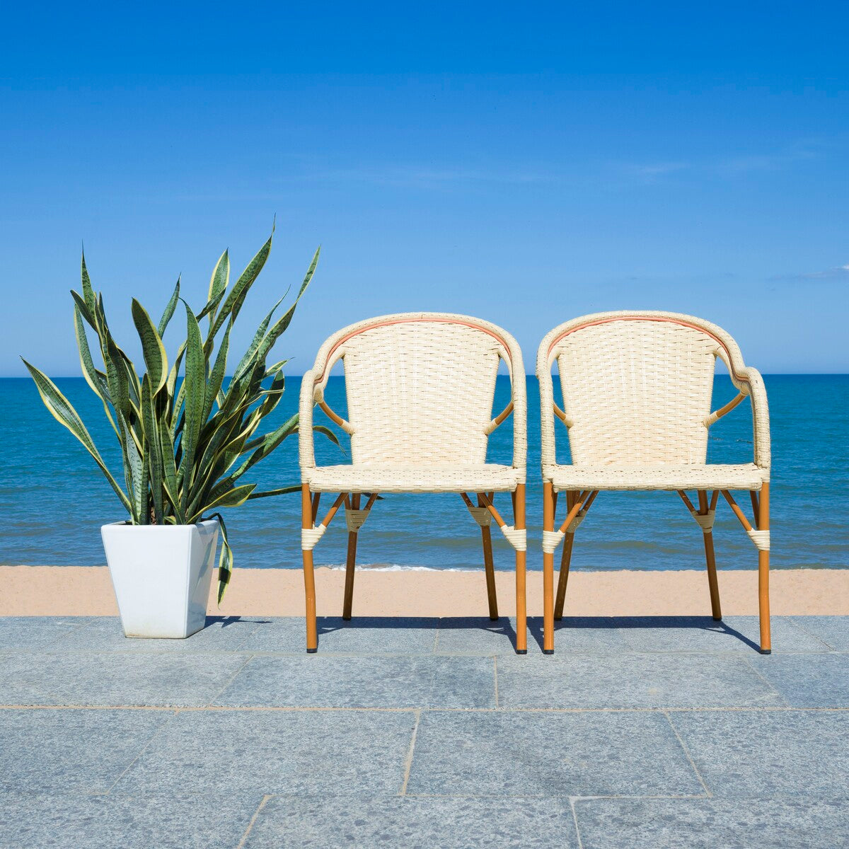 California Armchair – Faux Wicker & Aluminum Outdoor Bistro Chair