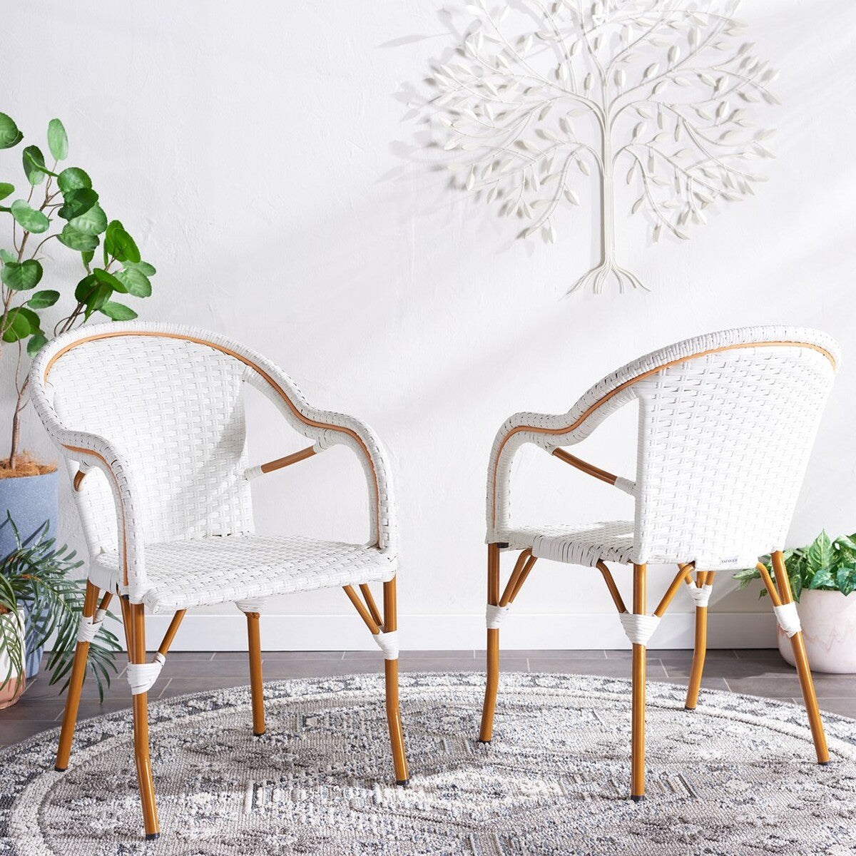 California Armchair – Faux Wicker & Aluminum Outdoor Bistro Chair