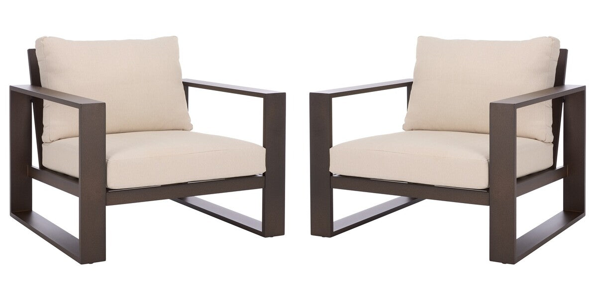Fash Aluminum Outdoor Armchair Set of 2 – Modern Black & Taupe Patio Chairs