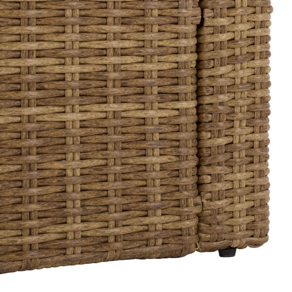 Emma Armchair – Natural & Taupe Rattan and Steel Accent Chair