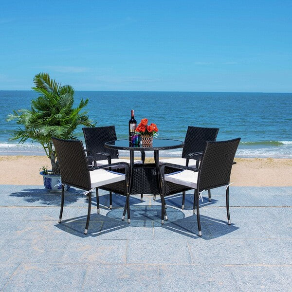 Laina 3-Piece Bistro Set with Wicker Chairs and Round Dining Table